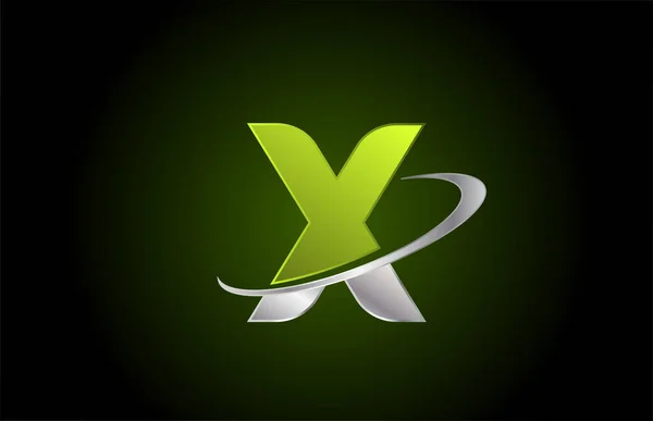 Zelená Kovová Abeceda Symbol Logo Ikona Pro Podnikání Společnost Šedou — Stockový vektor