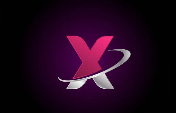 Růžová Abeceda Písmeno Logo Ikona Pro Firmu Podnikání Kovovým Swoosh — Stockový vektor