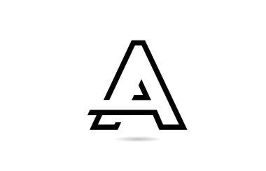 beyaz ve siyah A alfabe harf simgesi simgesi iş ve şirket için satır tasarımlı