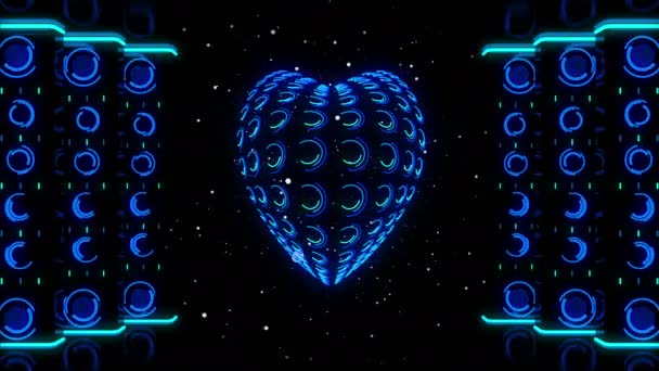 3D srdce zářící v prostoru — Stock video