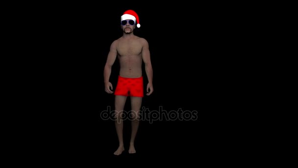 Uomo in cappello Babbo Natale danza — Video Stock