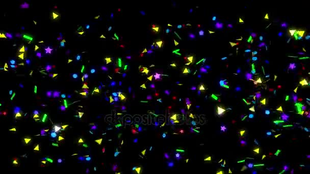Confetti vallen op donker — Stockvideo