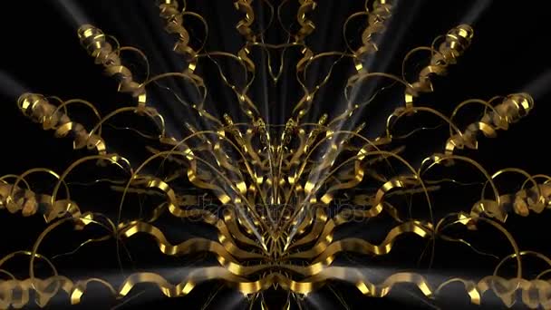 Golden kaleidoscopic lines — Stock Video