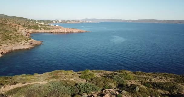 Aereo Drone Vista Dall Alto Della Spiaggia Cristallina Blu Mare — Video Stock