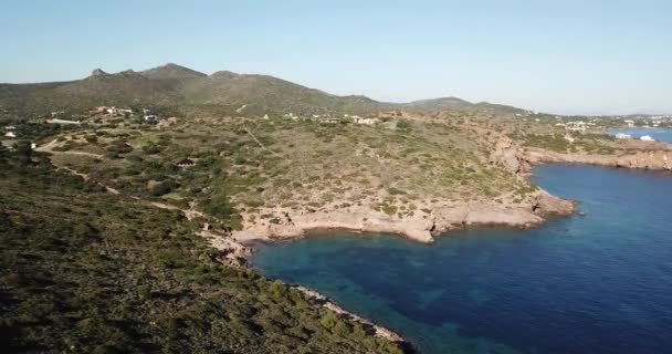 Aerial Drone Top View Crystal Clear Blue Sea Beach — Stock Video