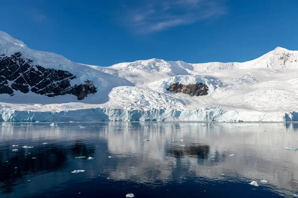 Marina Antártica Com Icebergs Reflexão — Fotografia de Stock