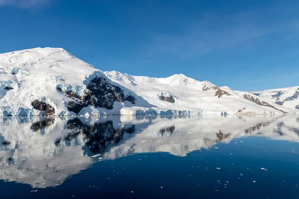 Antarktische Meereslandschaft Mit Eisbergen Und Spiegelung — Stockfoto