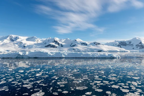 Paisaje Marino Antártico Con Icebergs Reflexión —  Fotos de Stock