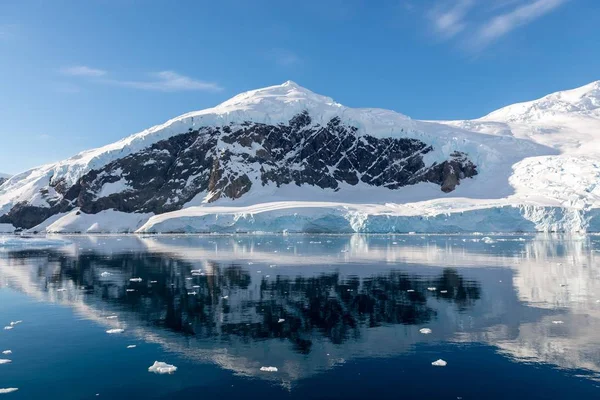 Paisaje Marino Antártico Con Icebergs Reflexión — Foto de Stock
