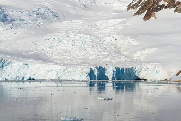 Paysage Marin Antarctique Avec Icebergs Réflexion — Photo