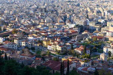Atina 'ya tepeden, Atina' dan ve Yunanistan 'dan gündüz görünümü.