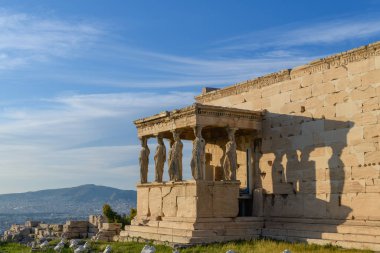 Atina, Yunanistan 'daki Parthenon Tapınağı. Altın saat ışığı.