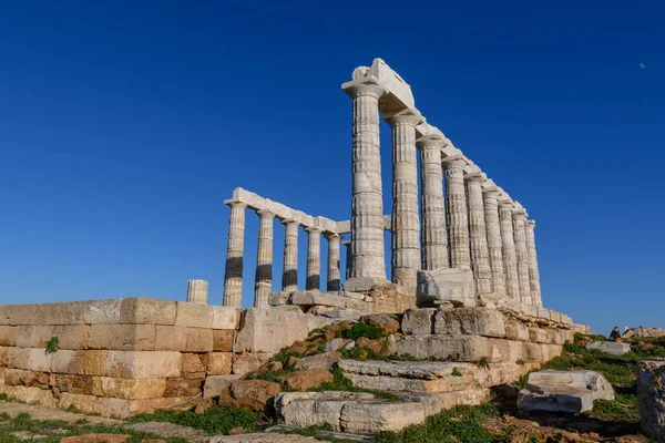 Zřícenina Starobylého Chrámu Poseidon Mysu Sounion Attica Řecko — Stock fotografie