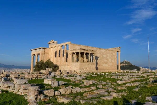 Parthenon Temple Akropolis Aten Grekland Gyllene Timmen Ljus — Stockfoto