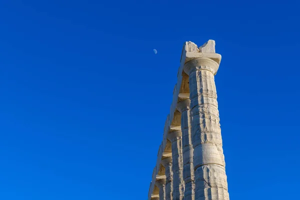 Ruínas Antigo Templo Poseidon Cabo Sounion Attica Grécia — Fotografia de Stock