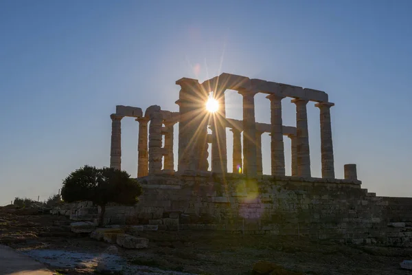 Zřícenina Starobylého Chrámu Poseidon Mysu Sounion Attica Řecko — Stock fotografie