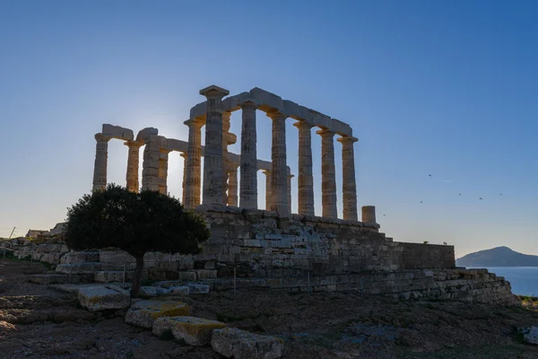 Zřícenina Starobylého Chrámu Poseidon Mysu Sounion Attica Řecko — Stock fotografie