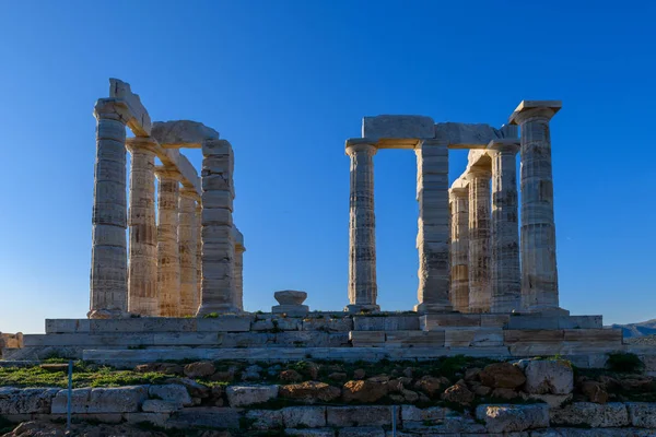 Zřícenina Starobylého Chrámu Poseidon Mysu Sounion Attica Řecko — Stock fotografie