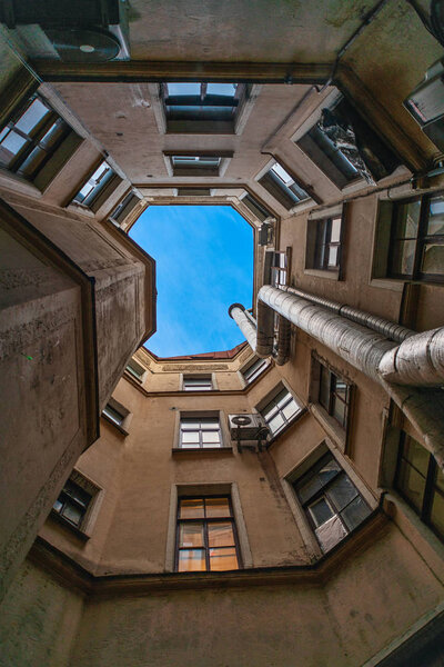 View to courtyard in Saint-Petersburg from ground