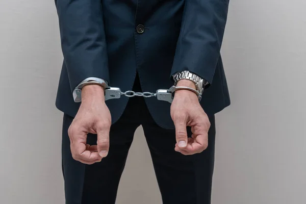 Zatčen Obchodník Nebo Úředník Poutech Koncept Korupce Nebo Hospodářské Kriminality — Stock fotografie