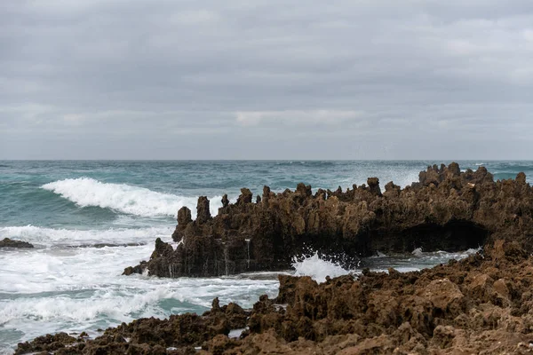 Beautiful Rocky Coastline Blue Sea Portugal — Stok fotoğraf