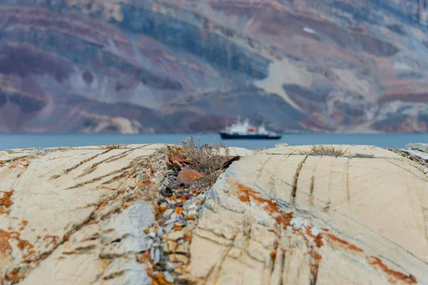 Paysage Groenlandais Avec Belles Roches Colorées Vue Navire Expédition — Photo