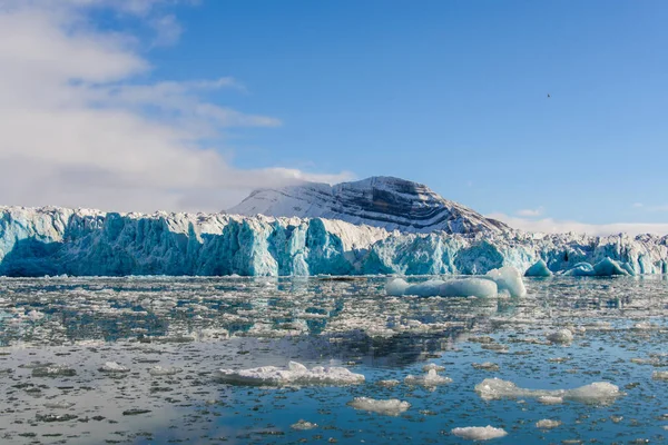 Paisaje Con Glaciar Svalbard Hora Verano Clima Soleado — Foto de Stock