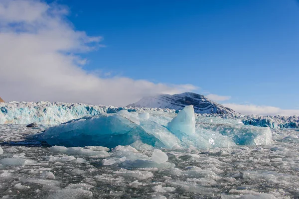 Paisagem Com Geleira Svalbard Hora Verão Tempo Ensolarado — Fotografia de Stock