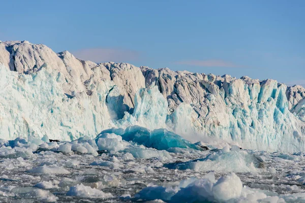 Landschap Met Gletsjer Spitsbergen Zomer Zonnig Weer — Stockfoto