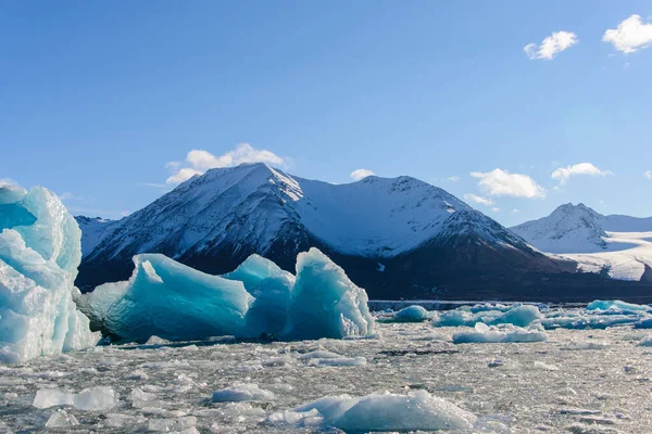 Paisaje Con Glaciar Svalbard Hora Verano Clima Soleado — Foto de Stock