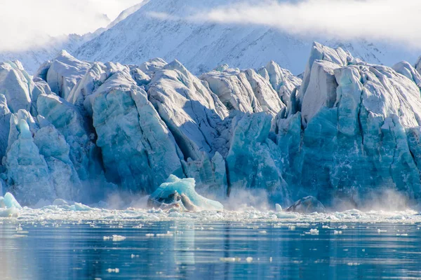 Paisagem Com Geleira Svalbard Hora Verão Tempo Ensolarado — Fotografia de Stock