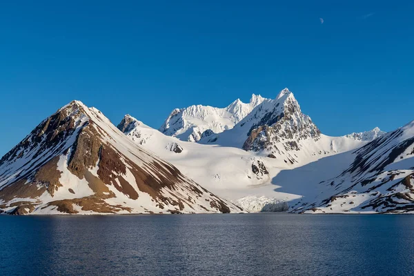 Paisaje Ártico Con Montaña Glaciar Svalbard Verano —  Fotos de Stock