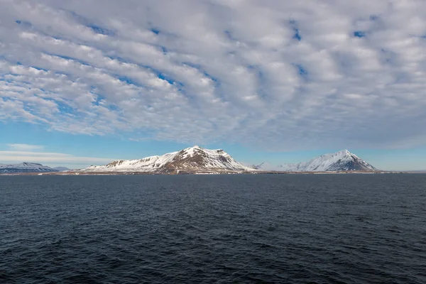 Arctic Landscape Mountains View Expedition Ship Royalty Free Stock Images