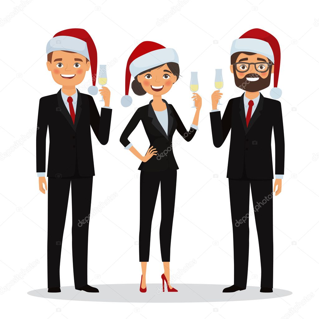 Business people congratulate on Christmas holidays