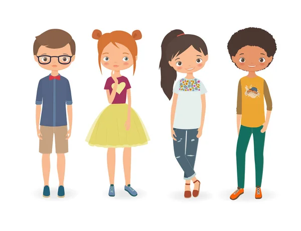 Mode jongens en meisjes. Cartoon vectorillustratie — Stockvector