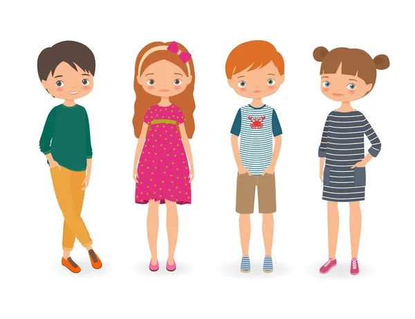 Moda bambini alla moda. Illustrazione vettoriale cartone animato — Vettoriale Stock
