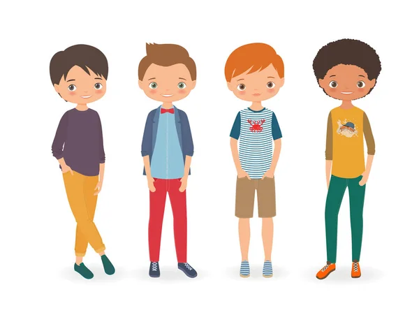 Stylish boys. Cartoon vector illustration — Stock Vector