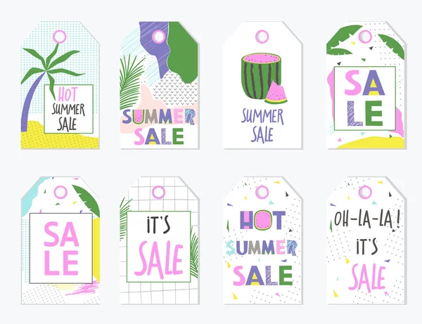 Etiquetas de venta de verano y etiquetas de regalo — Archivo Imágenes Vectoriales