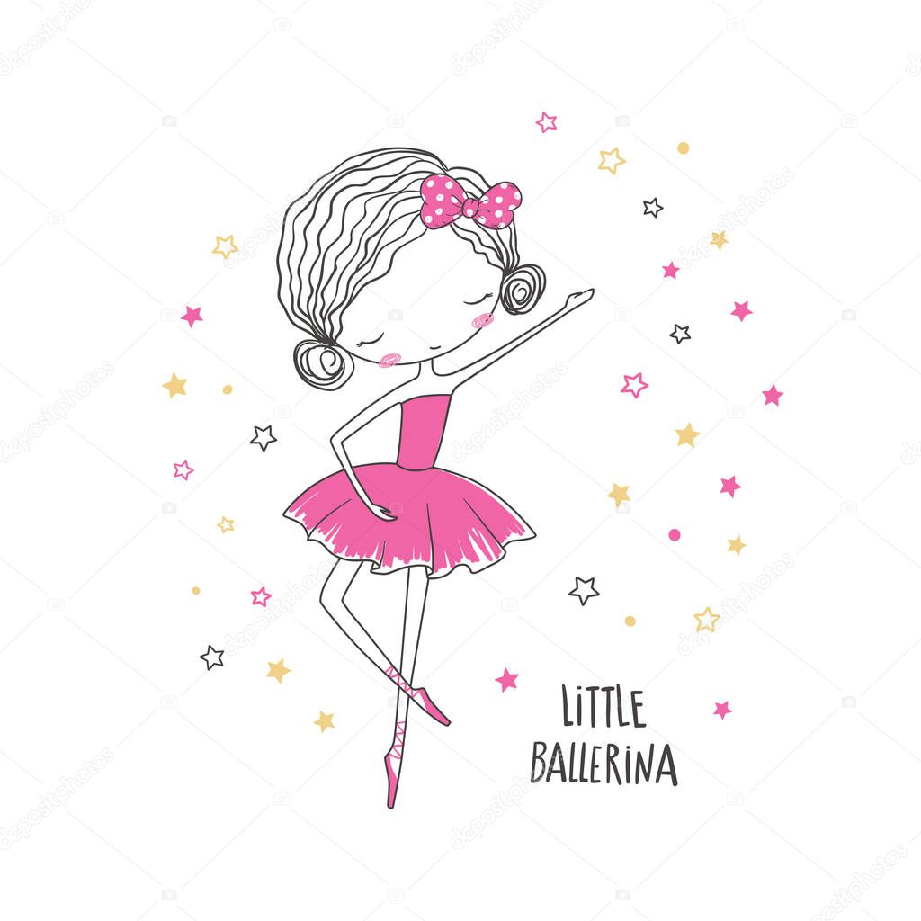 Little ballerina. Fashion illustration for clothing
