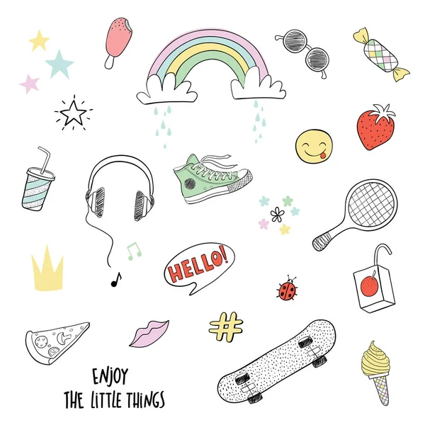 Küçük şeylerin tadını çıkarın. Tasarım öğeleri kümesi