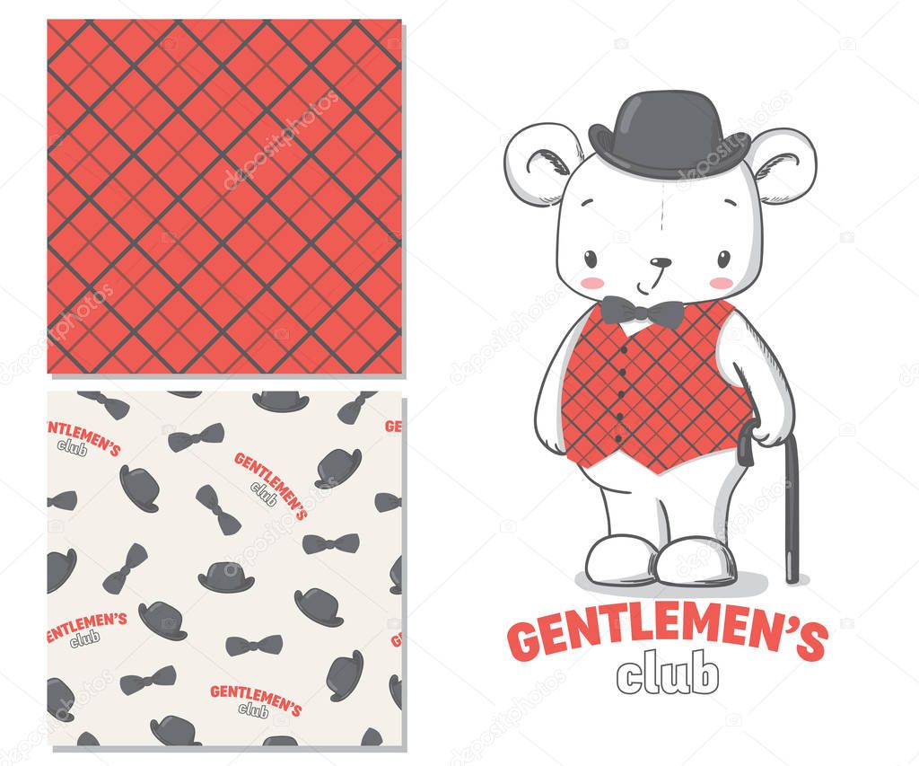 Gentlemen's club. Fashion illustration for kids