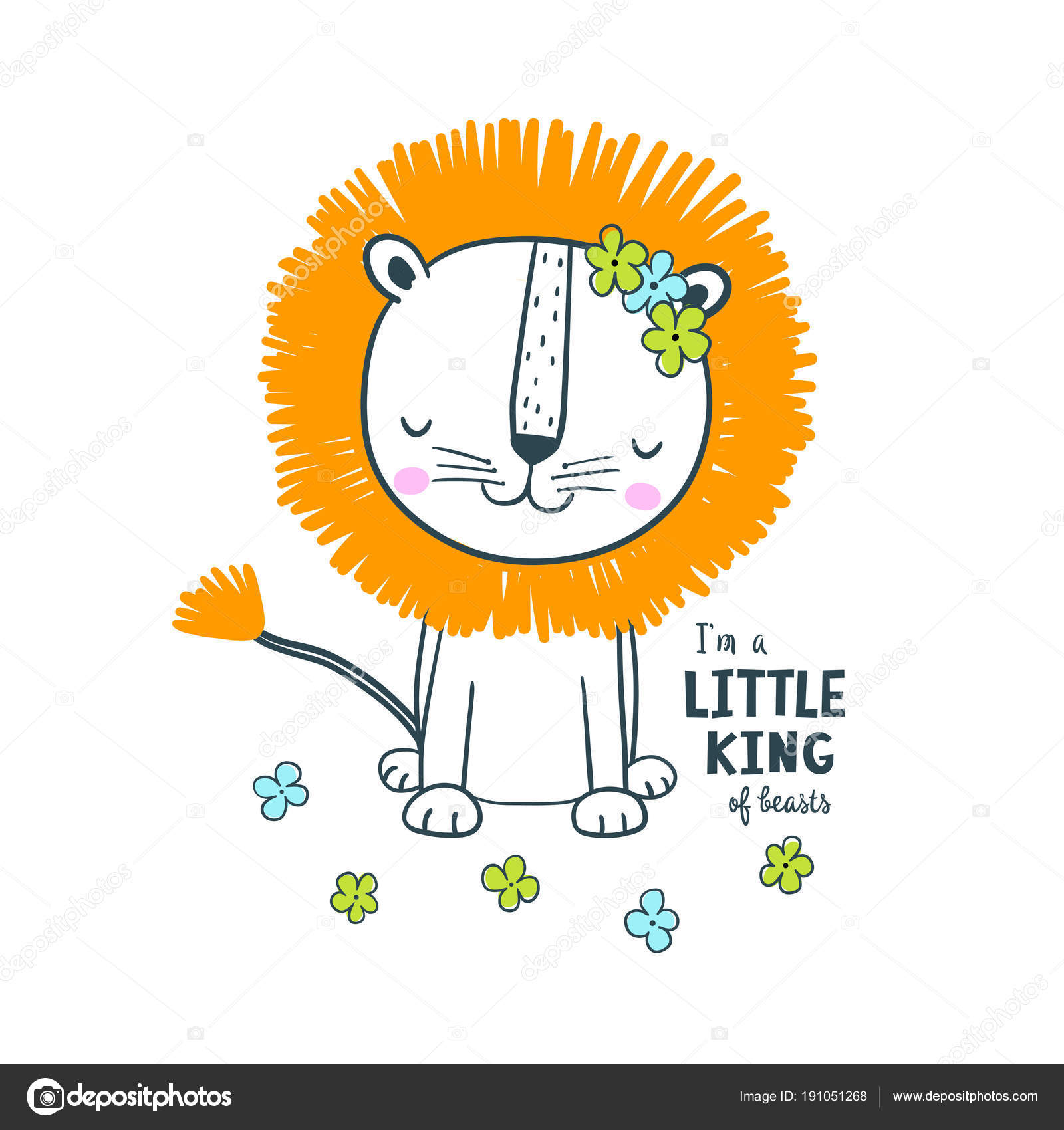 Cute Lion Vector Illustration For Kids Stock Vector