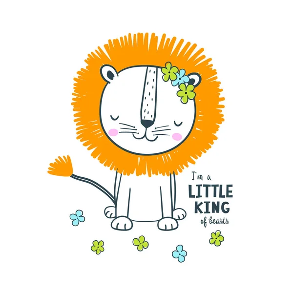 Mignon lion. Illustration vectorielle pour enfants — Image vectorielle