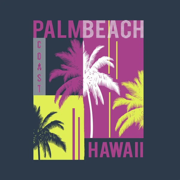 Hawaï Palm Beach Shirt Vectoriel Avec Typographie Utilisez Pour Usure — Image vectorielle