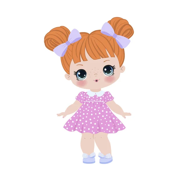 Cute Little Girl Cartoon Vector Illustration — Stock Vector