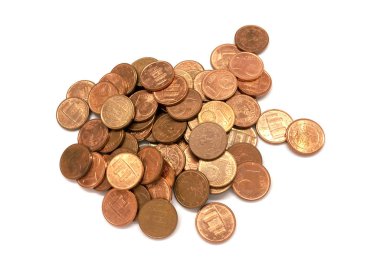 Beyaz bir arka plan bir euro sentlik demir yığını