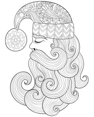 Christmas illüstrasyon, zentangle Noel Baba yetişkin için vektör bir
