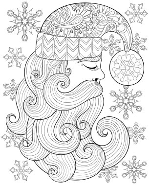 Zentangle Noel Baba boyama sayfaları yetişkin antistress için vektör