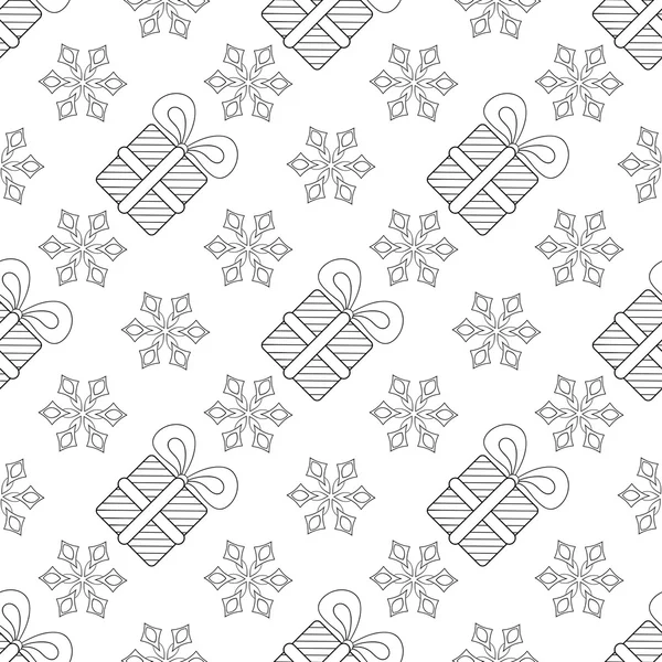 Snowflakes with Christmas gift box seamless pattern, for adult a — Διανυσματικό Αρχείο