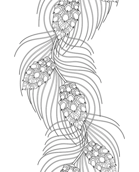 Zentangle fir-tree pine branch seamless pattern, frame for Chris — ストックベクタ